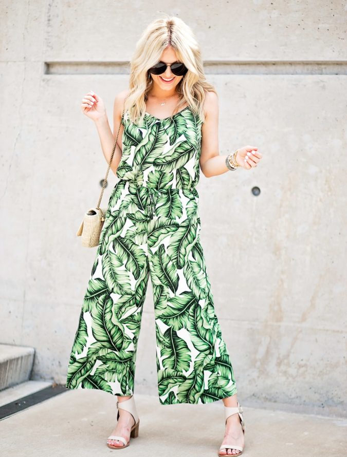 katey mcfarlan palm print jumpsuit